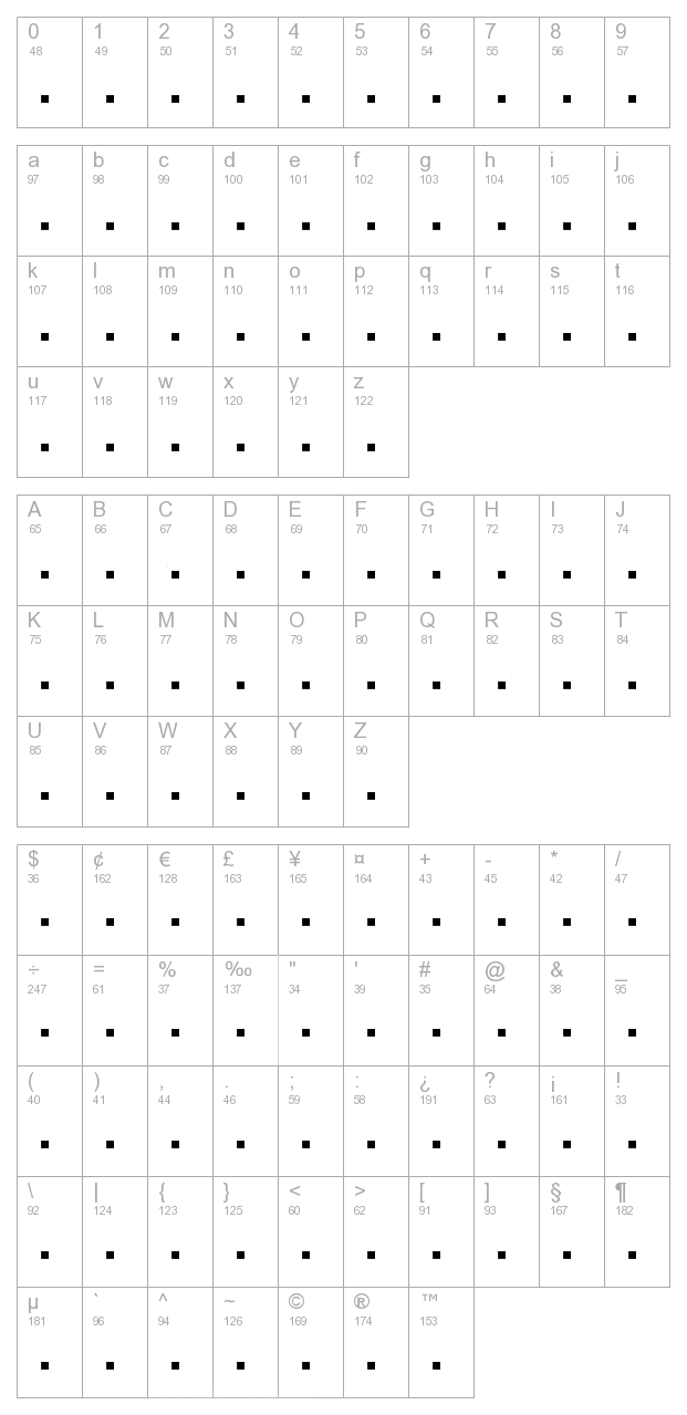 Bookshelf Symbol 7 Character Map