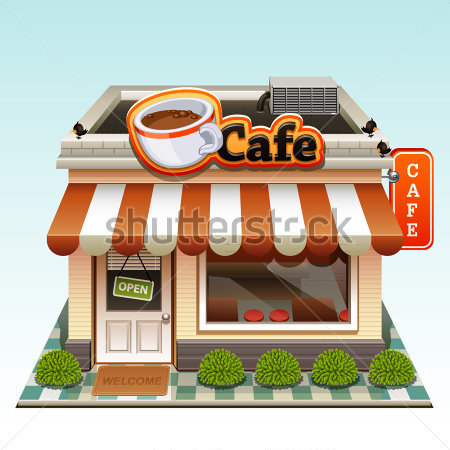 Cafe Restaurant Building Cartoon