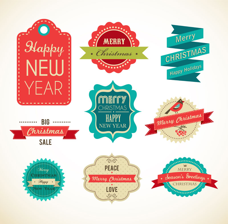 Christmas Vintage Vector Labels