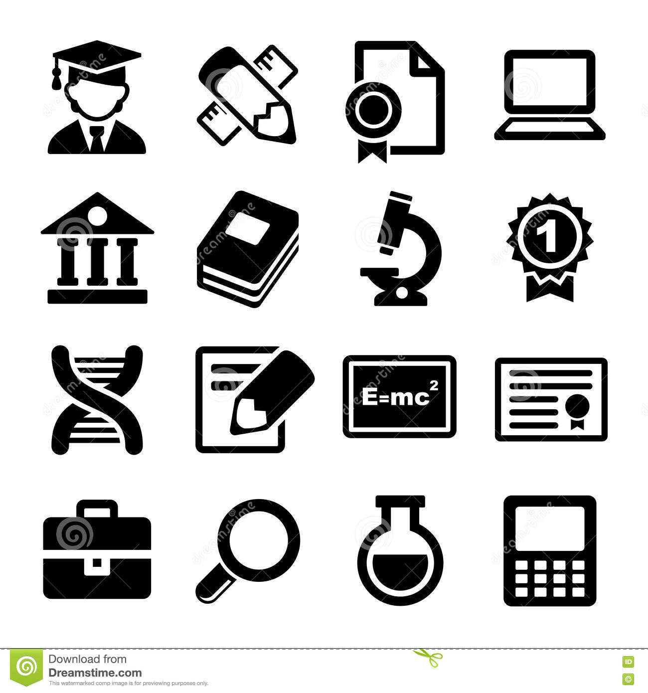 12 Education Icons Vector White Images