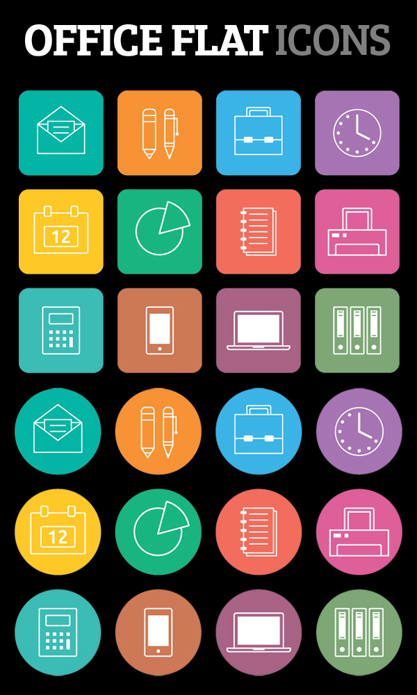 Flat Office Icons Free