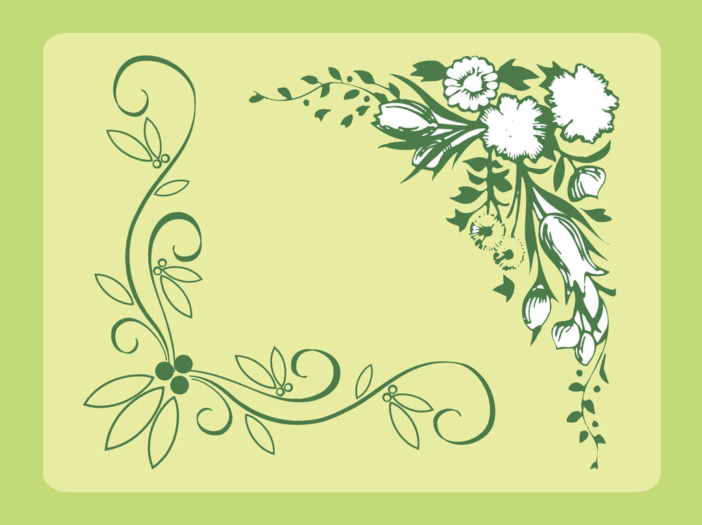 Flower Corner Border Designs Vector Free