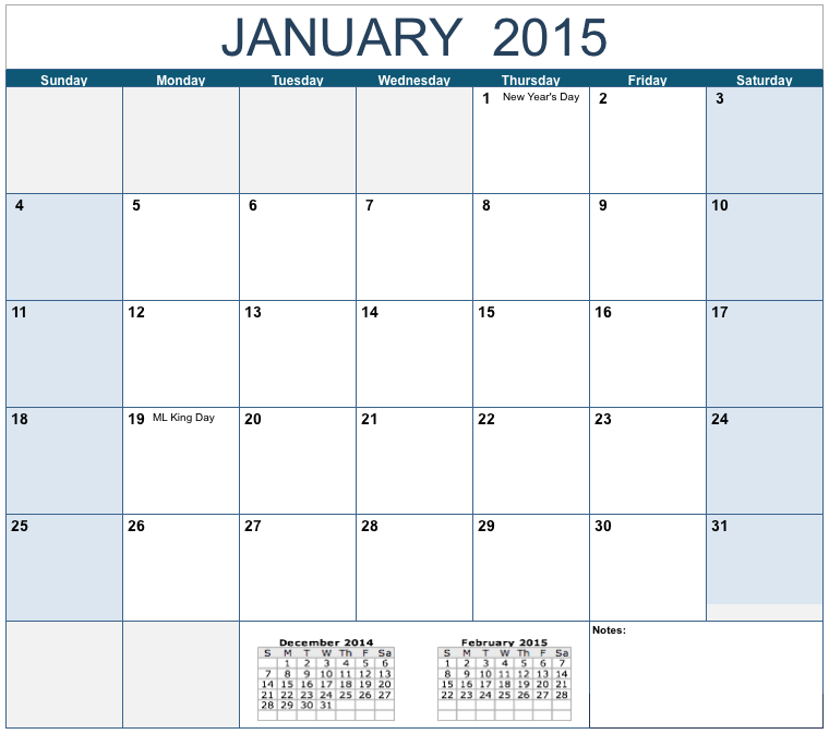 12 2015 Monthly Calendar Template Images