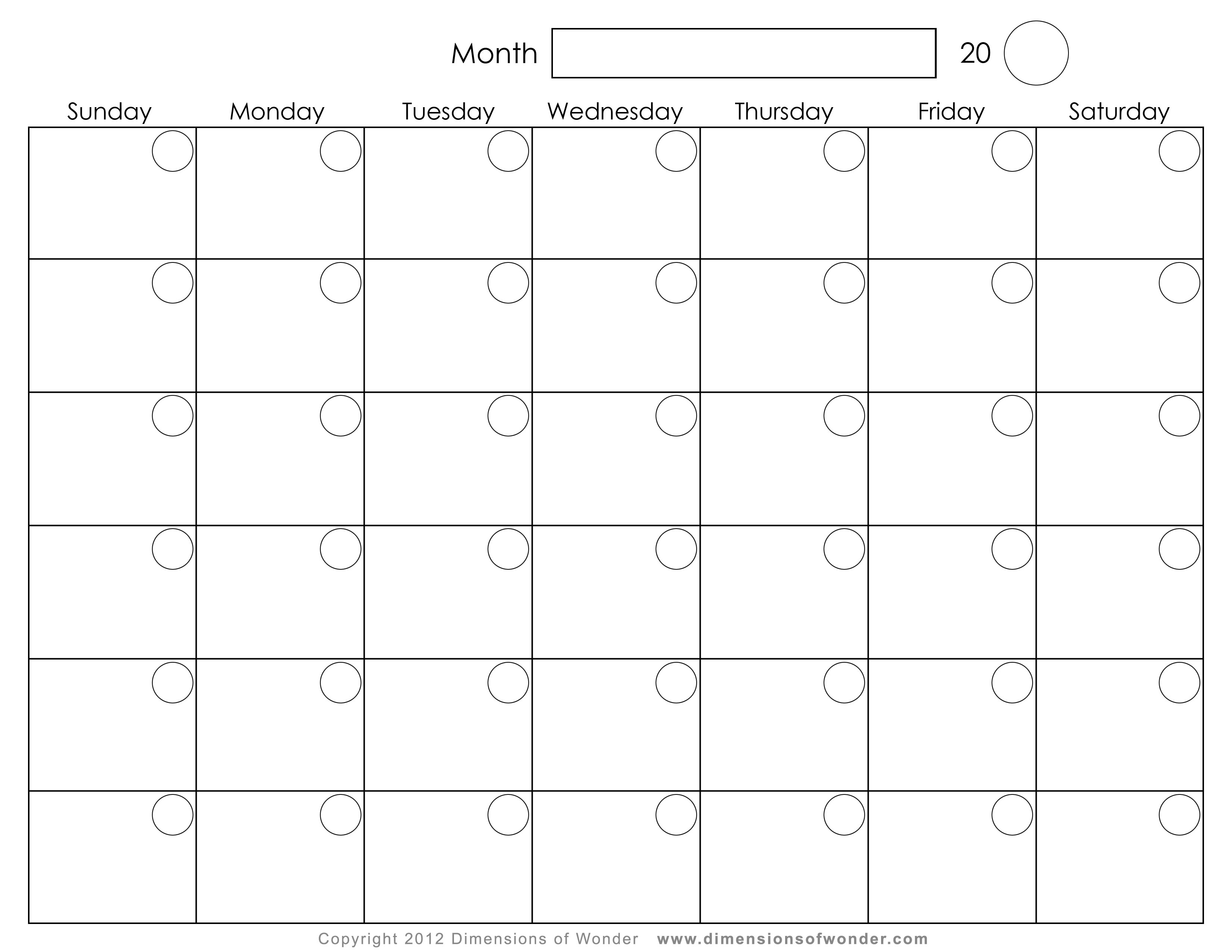 Free Printable Monthly Calendar Template