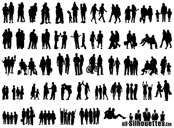 18 Group People Vector Silhouettes Images