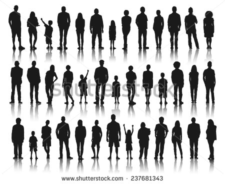 Group of People Heads Silhouette