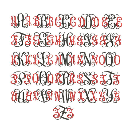 Interlocking Vine Monogram Embroidery Font Interlocking Vine Monogram Embroidery Font