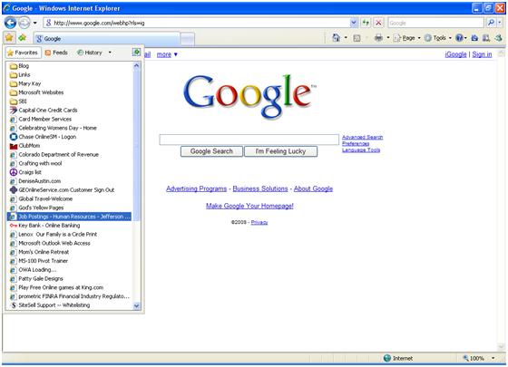 Internet Explorer Favorites Internet Explorer Favorites
