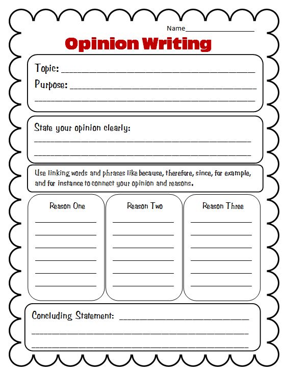 Opinion Writing Graphic Organizer Printable