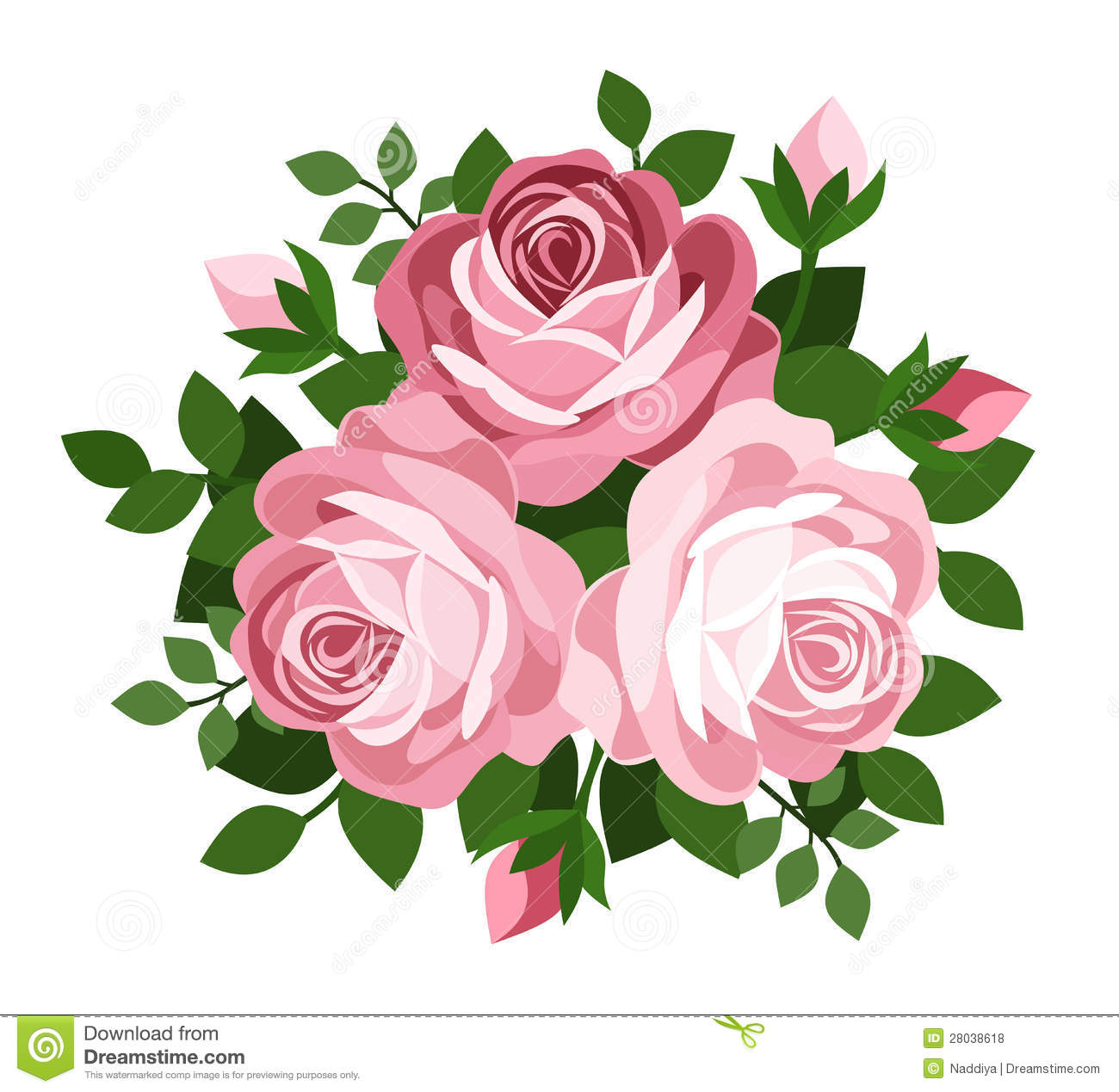 Pink Rose Vector Illustration