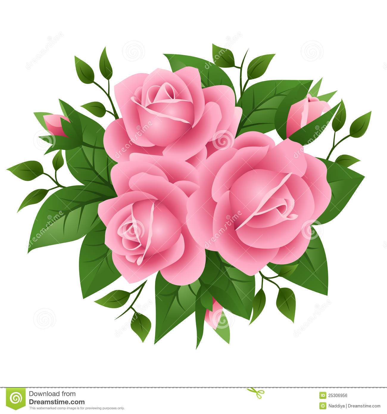 Pink Rose Vector Illustration