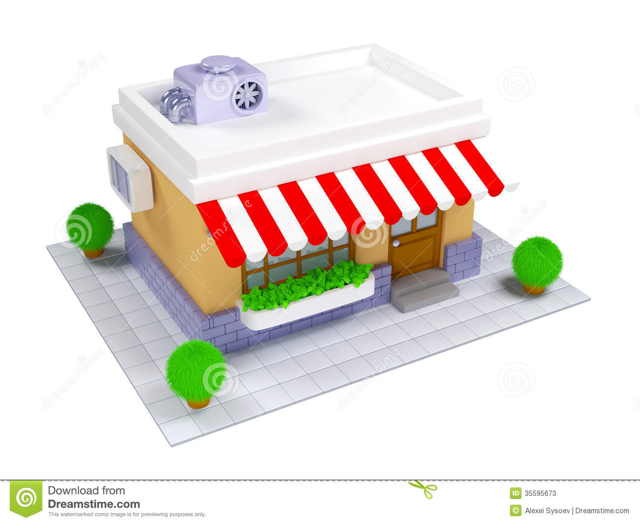 Restaurant Building Icon 3D