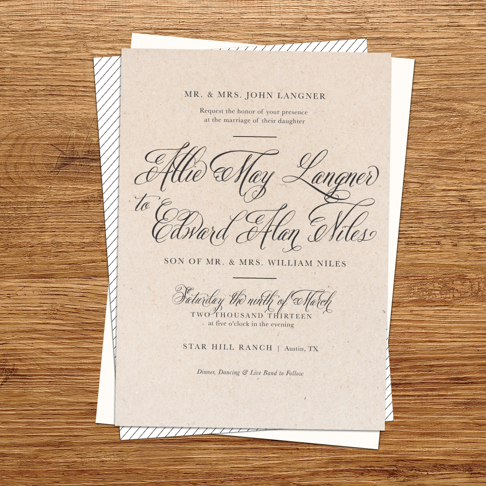 Rustic Wedding Invitation Paper