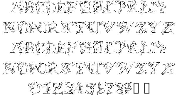 Script Font with Leaves Script Font with Leaves