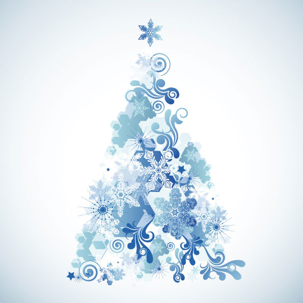 Snowflake Christmas Tree Vector