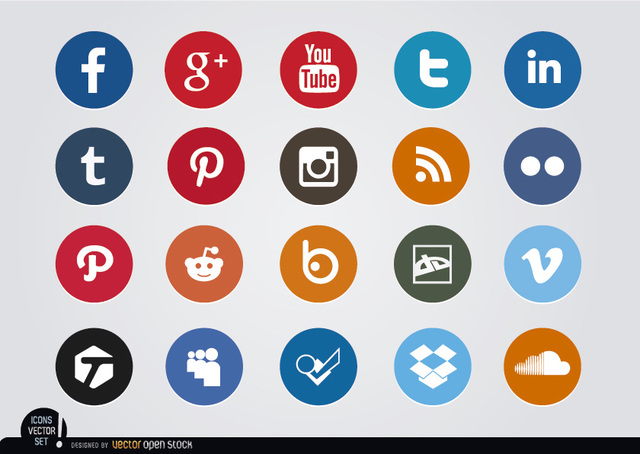 Social Media Icons Circle Vector