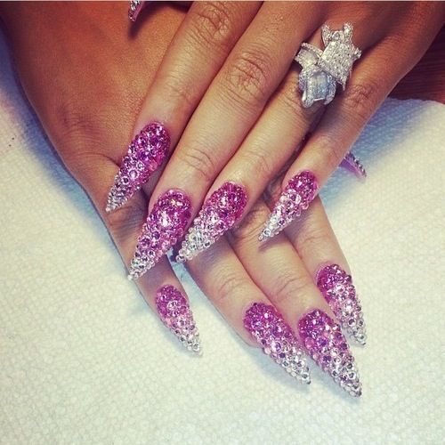 13 Stiletto Nail Designs With Rhinestones Images