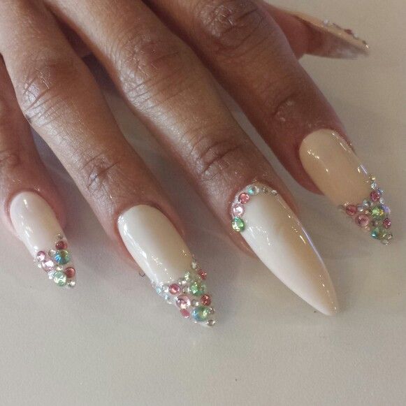 Stiletto Nails with Rhinestones