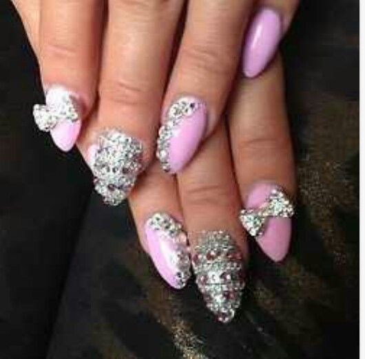 Stiletto Nails with Rhinestones