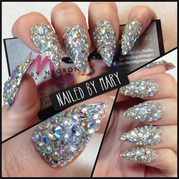 Stiletto Nails with Rhinestones