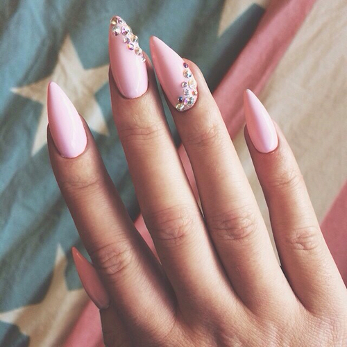 Stiletto Nails with Rhinestones