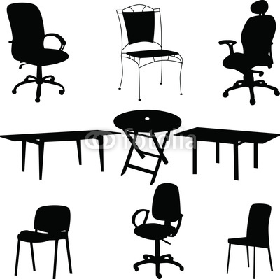 Tables and Chairs Vector Silhouettes