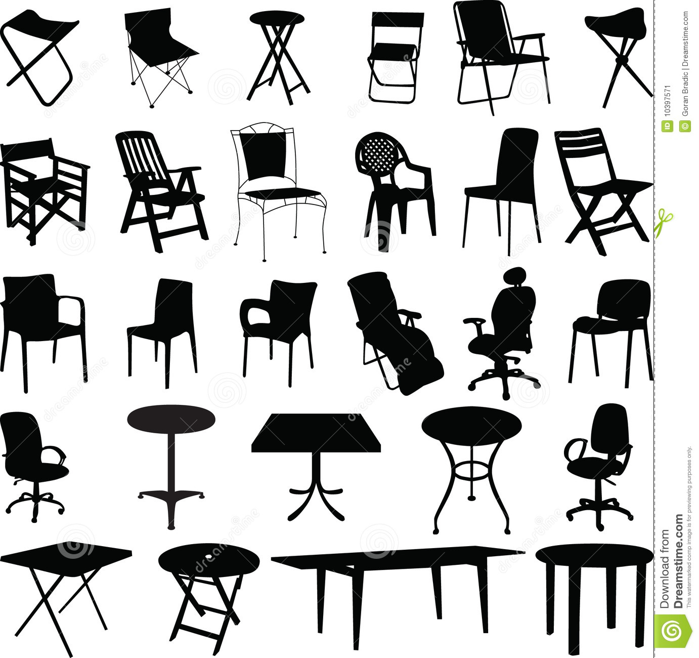 Tables and Chairs Vector Silhouettes