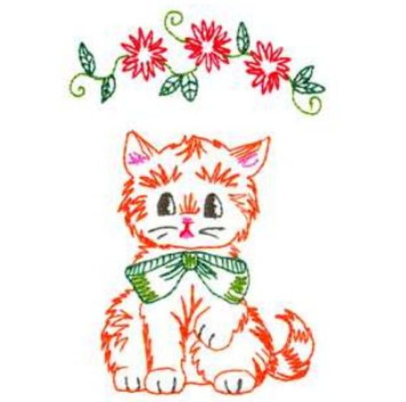 Vintage Kitty Machine Embroidery Designs