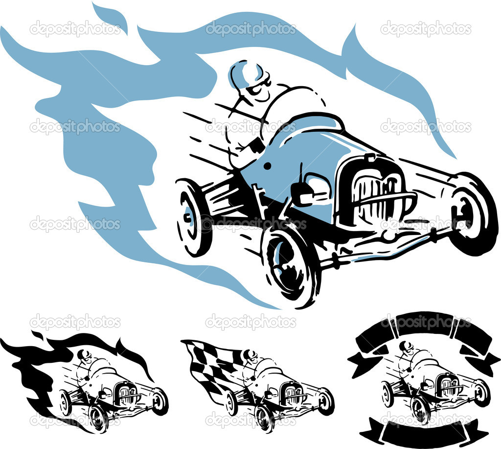 Vintage Race Car Clip Art