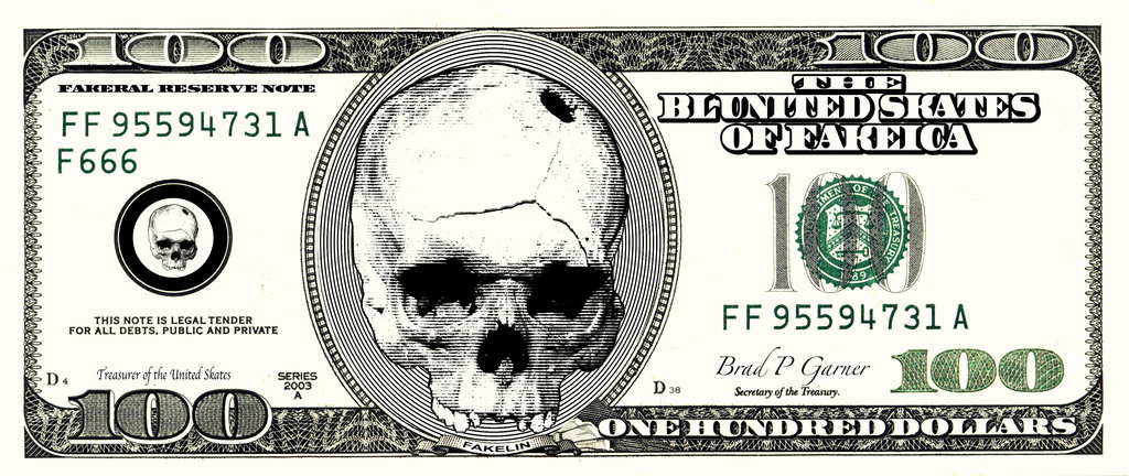 100 Dollar Bill Skull