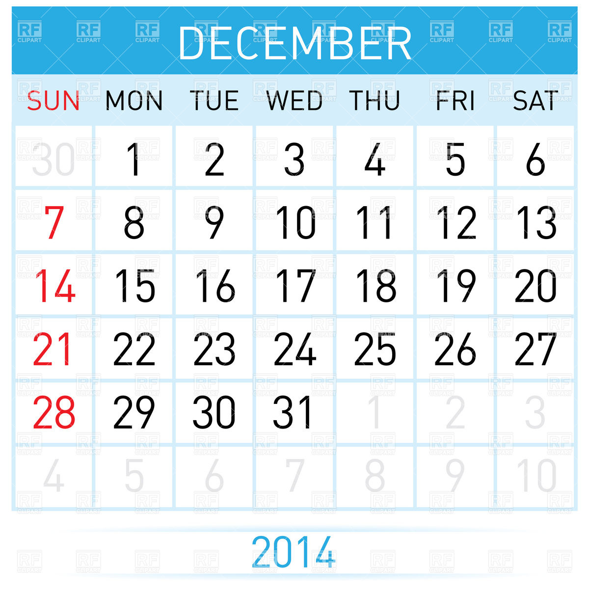 2014 Calendar Clip Art