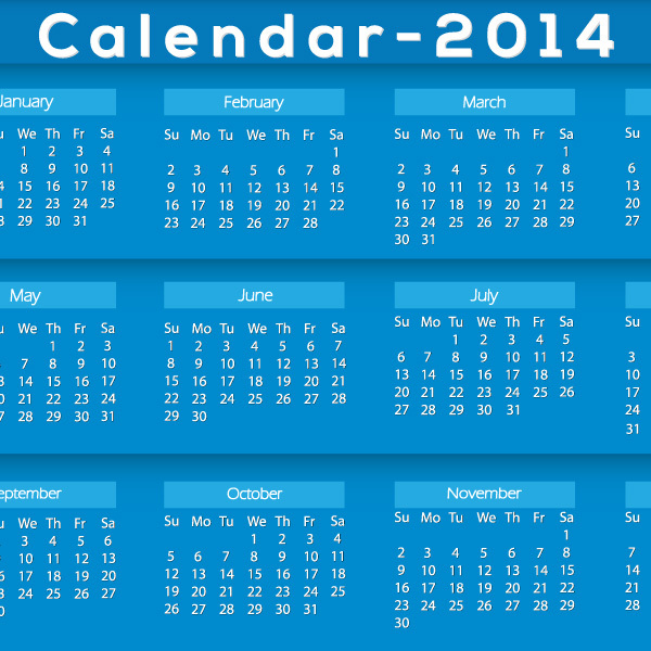 2014 Calendar Vector Free