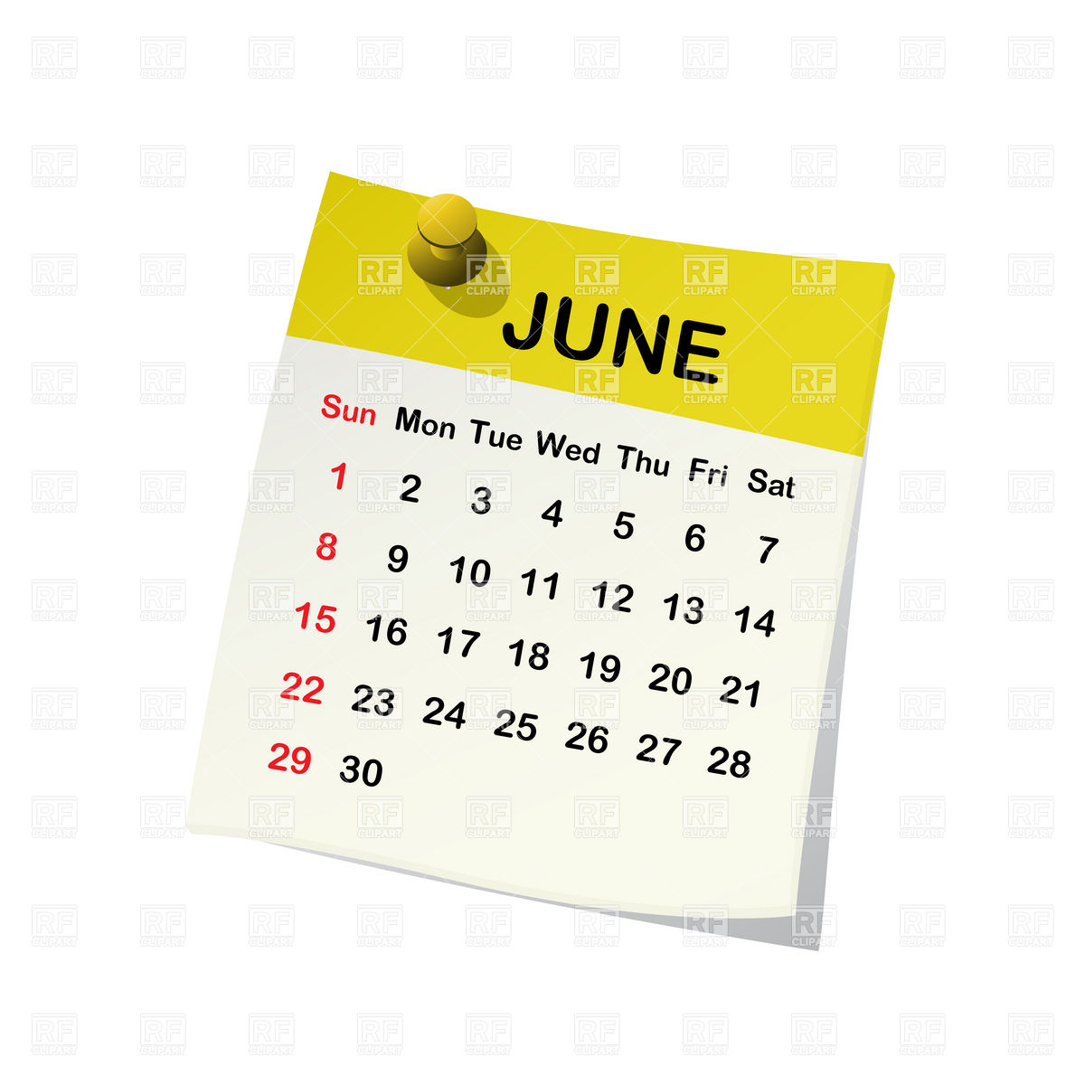2014 June Calendar Clip Art