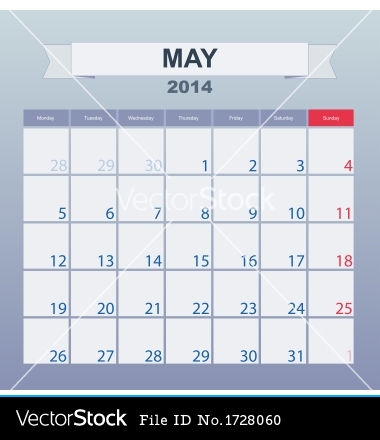 20 Monthly Calendar 2014 Vector Images