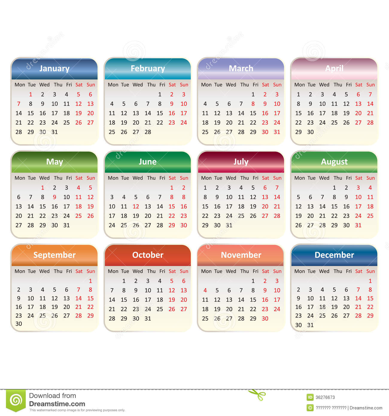 2014 Monthly Calendar with Holidays