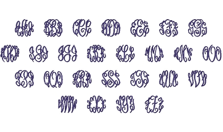 3 Letter Monogram Embroidery Fonts