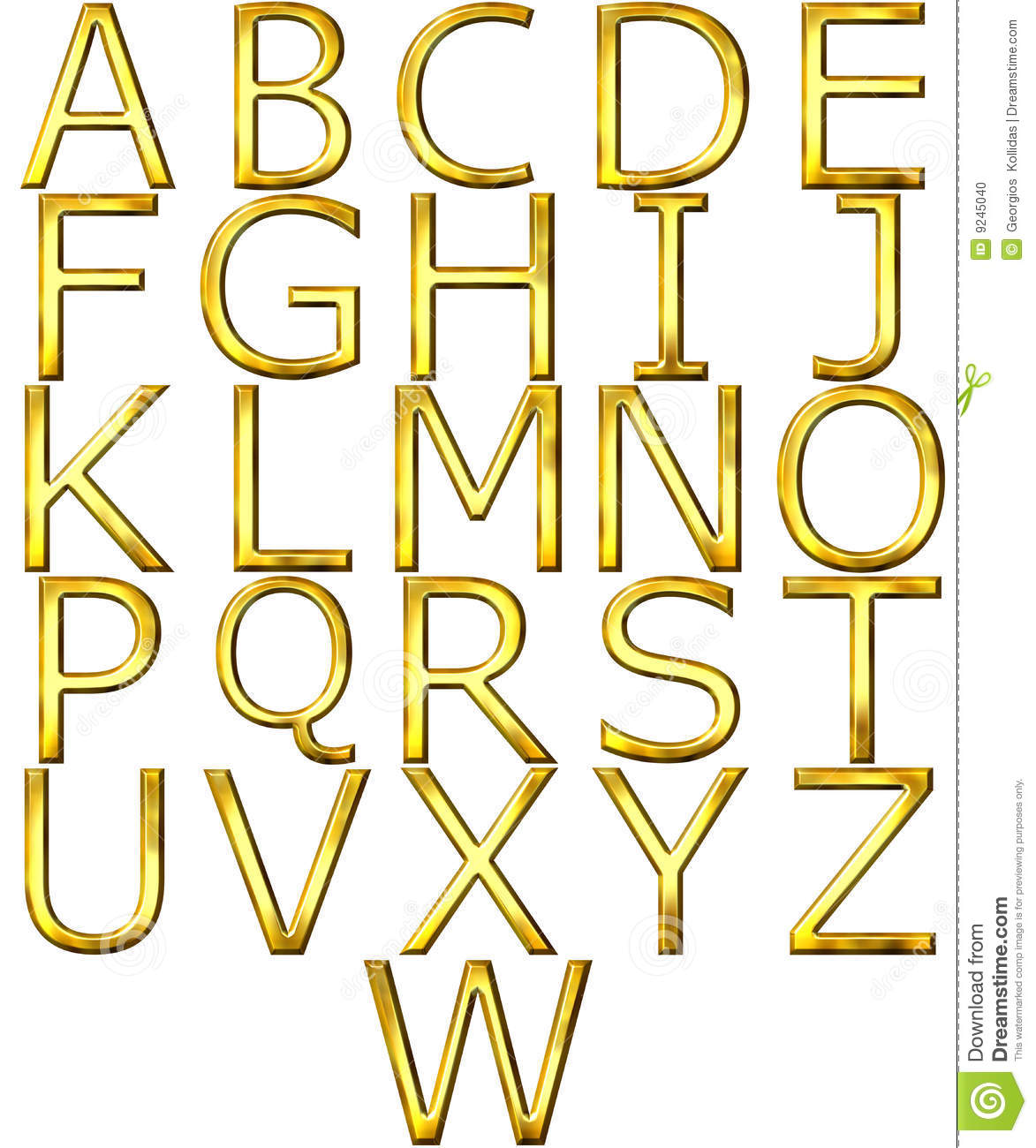 3D Gold Alphabet Letters