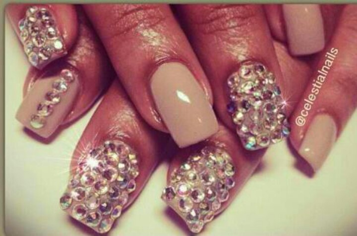 Acrylic Nails with Rhinestones