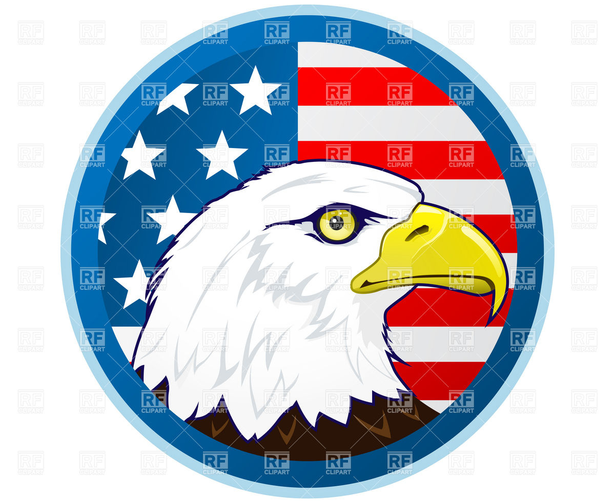 Bald Eagle with American Flag Clip Art