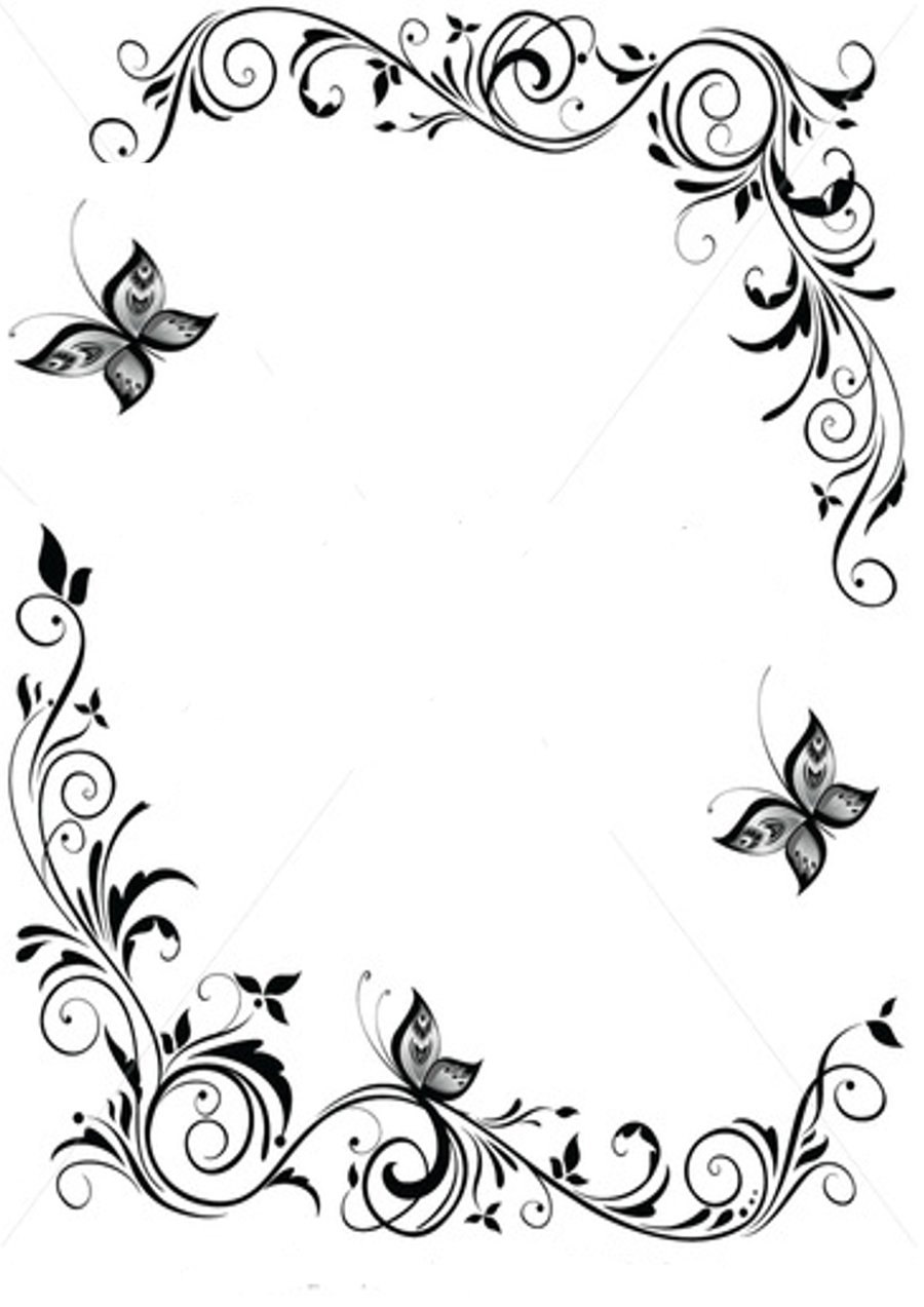 Black and White Butterfly Border
