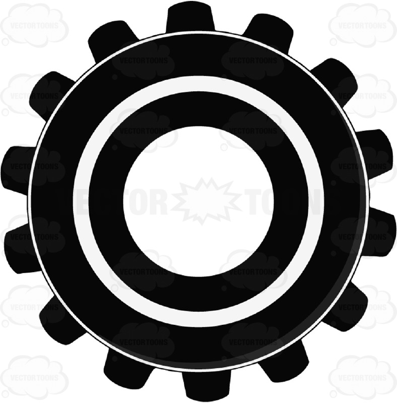 Black and White Gears Icon