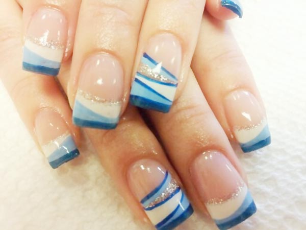 Blue and White French Nail Designs