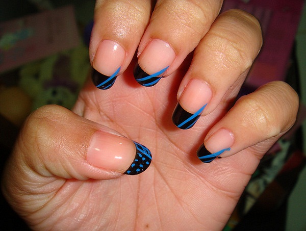 Blue French Tip Nail Designs
