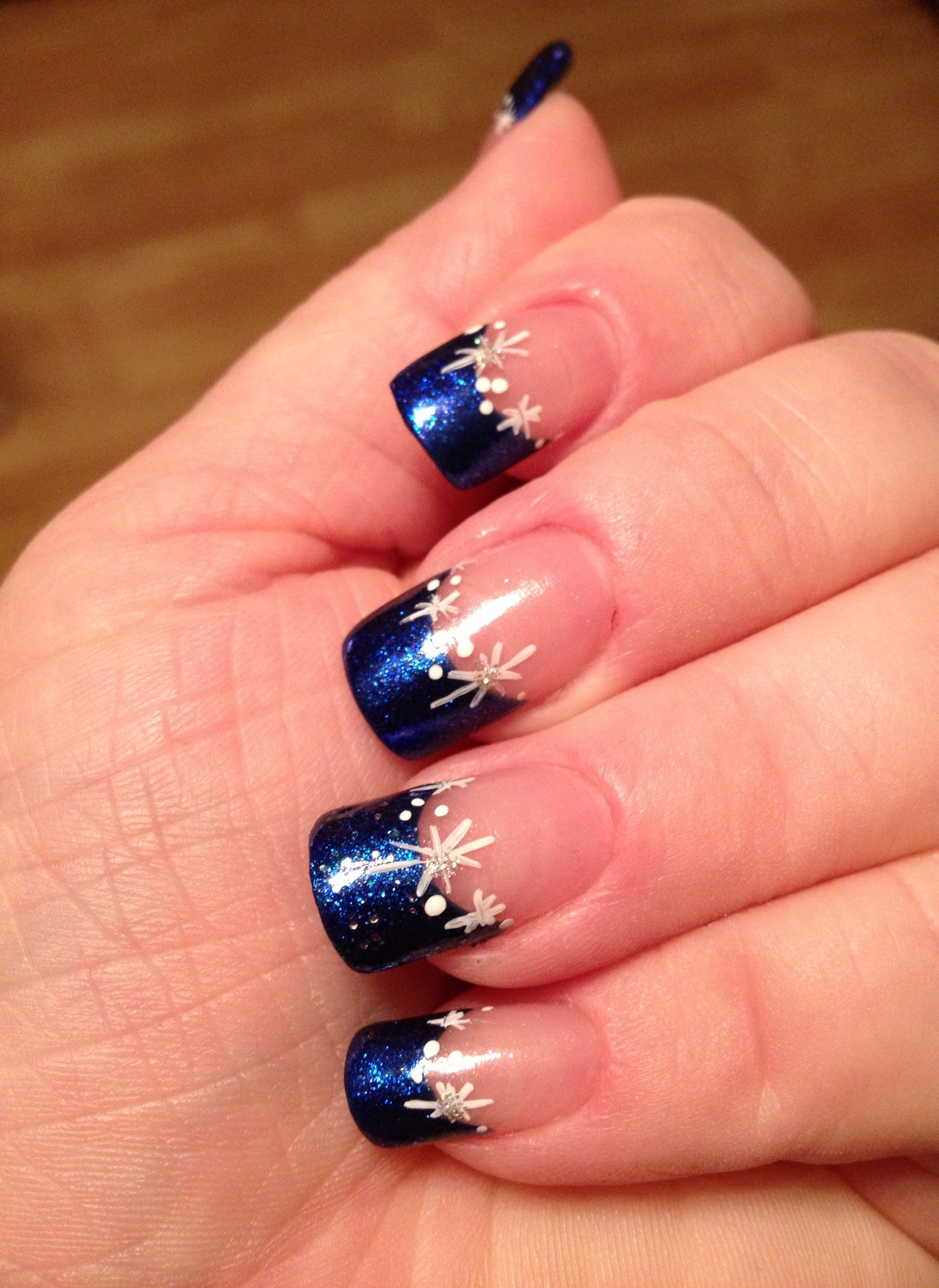 Blue French Tip Nails