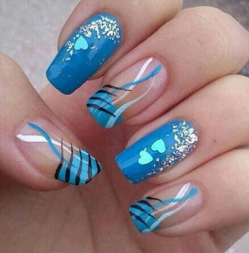 12 Blue French Nail Art Designs Images