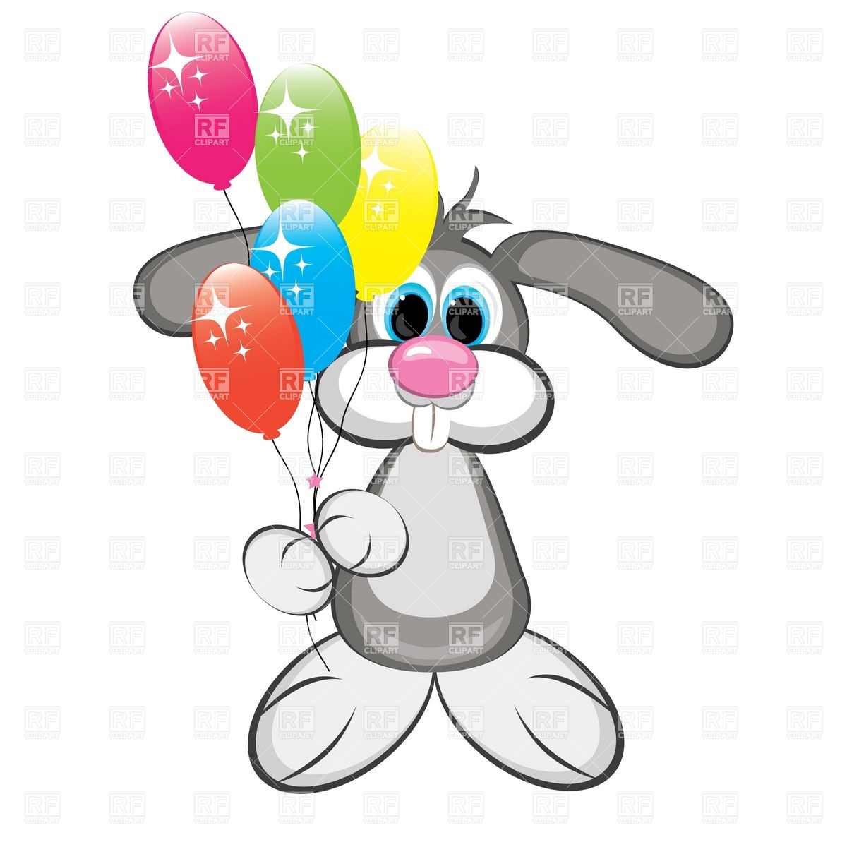 Cartoon Bunny with Balloons