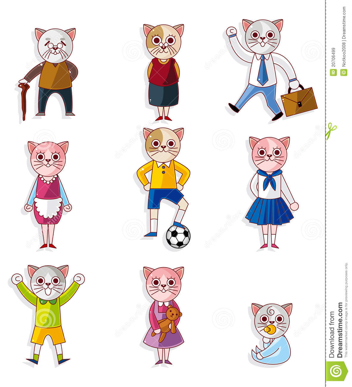 Cartoon Cat Family