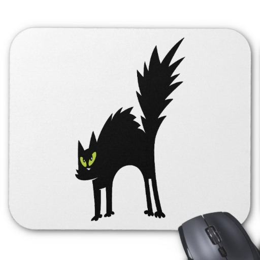 Cartoon Scary Black Cat with Green Eyes