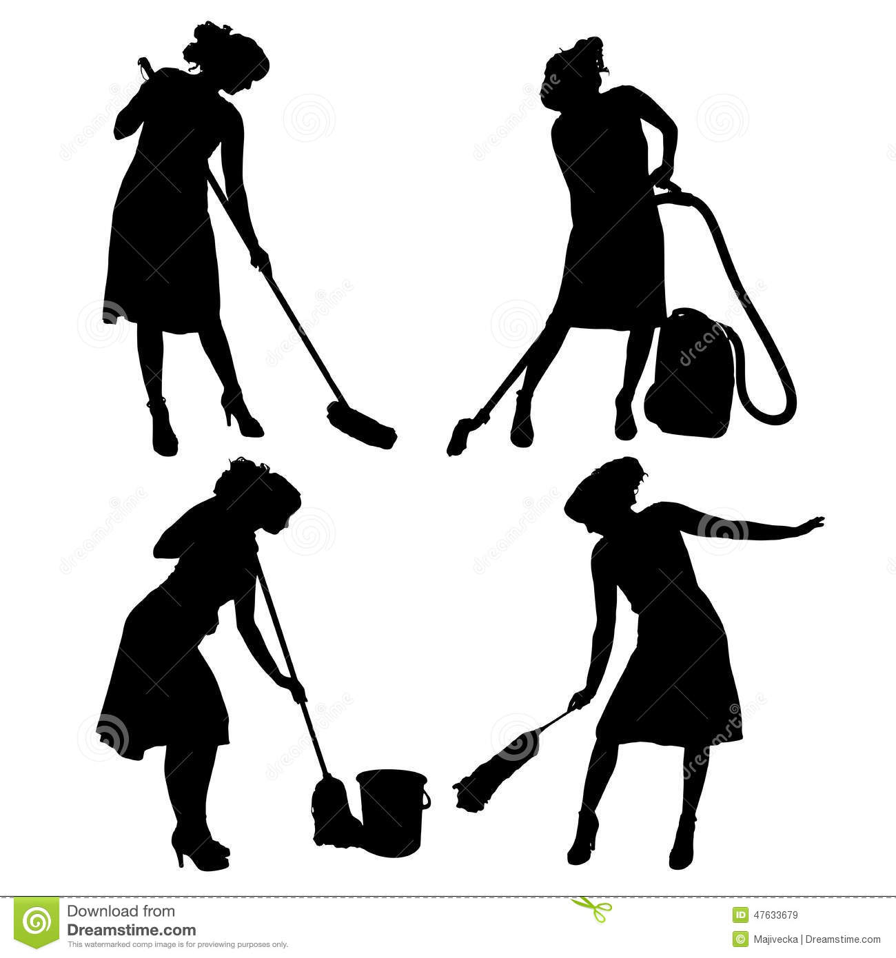 Cleaning Lady Silhouette Clip Art