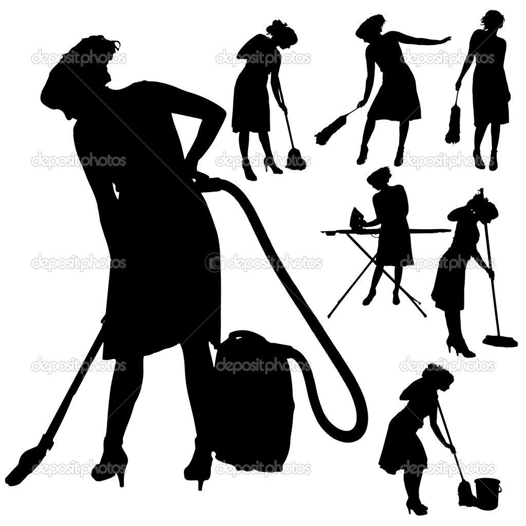 Cleaning Lady Silhouette Vector